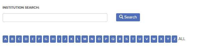 Image of Institution Search Bar with A-Z options