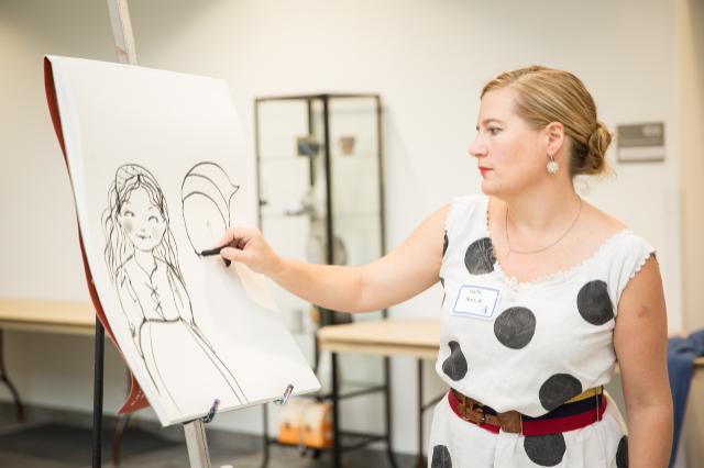 Sophie Blackall, who delighted and inspired groups of children at the 2015 VCBF and was awarded the 2016 Caldecott Medal for her illustrations in the book Finding Winnie.