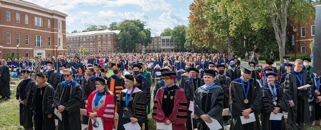 Longwood's Convocation ceremony, celebrating the official opening of the academic year for seniors, was held outdoors on Lancaster Mall.