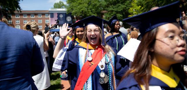 Excited student during the Commencement ceremony