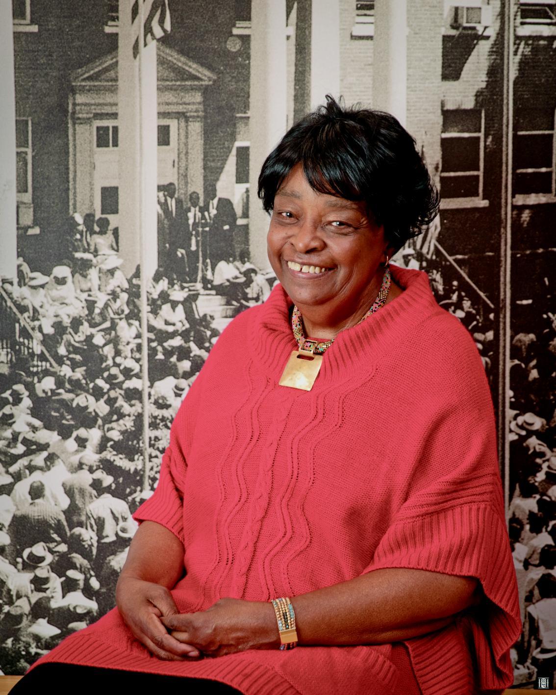 The first time Martha Brown ’27 saw the photo of her 15-year old self that is now part of the Moton Museum’s permanent exhibition, she broke down crying, awash with memories. The photo is of a 1961 event on the Prince Edward County Courthouse steps marking the 10-year anniversary of the student strike at Moton High School, demanding better conditions.